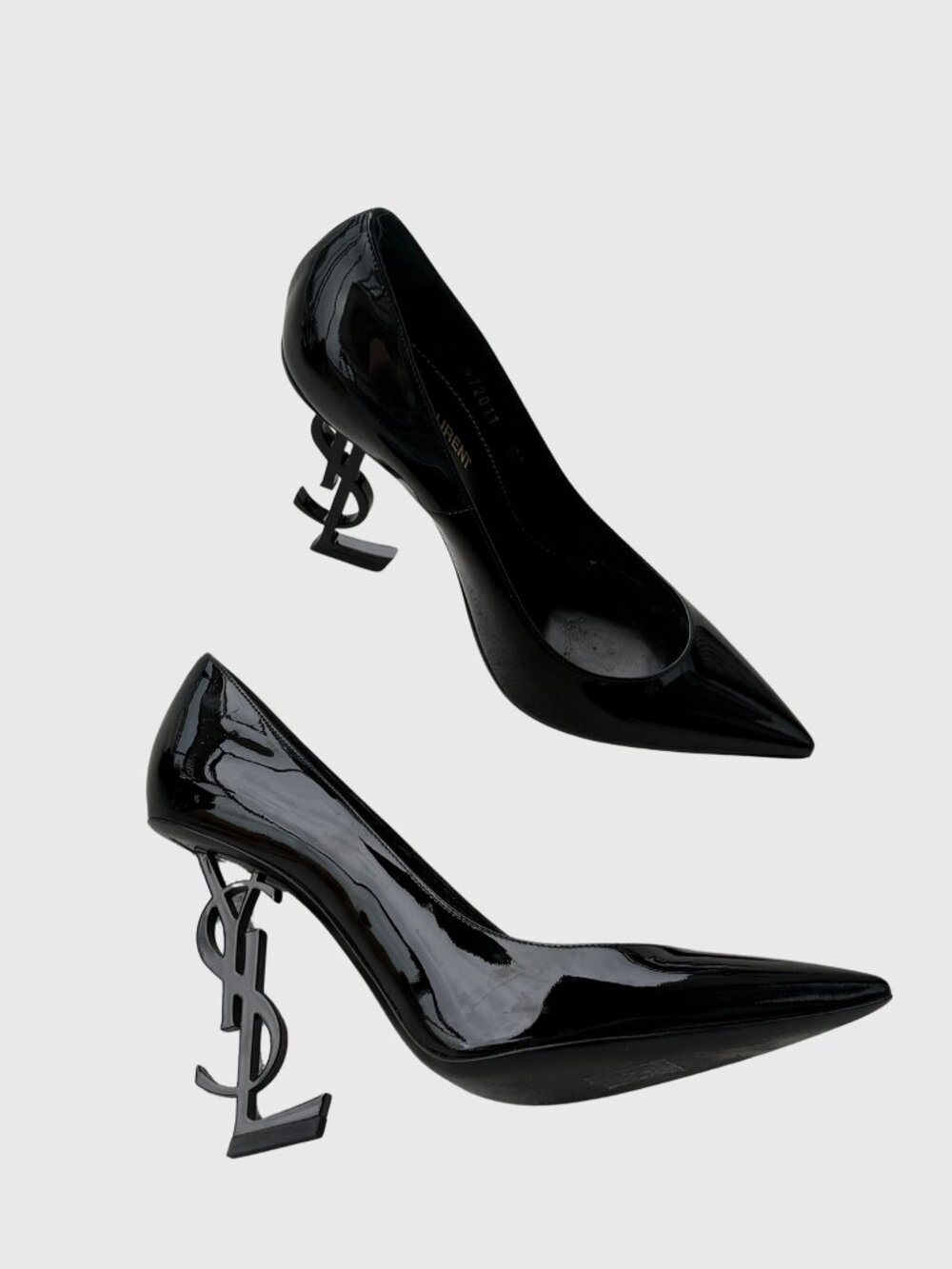 Saint Laurent Opyum 110 Patent Leather Pumps Black YSL Heel Size 37